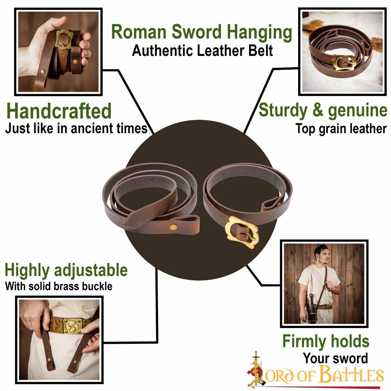 Roman Sword Hanging Genuine Leather Belt - Image 4
