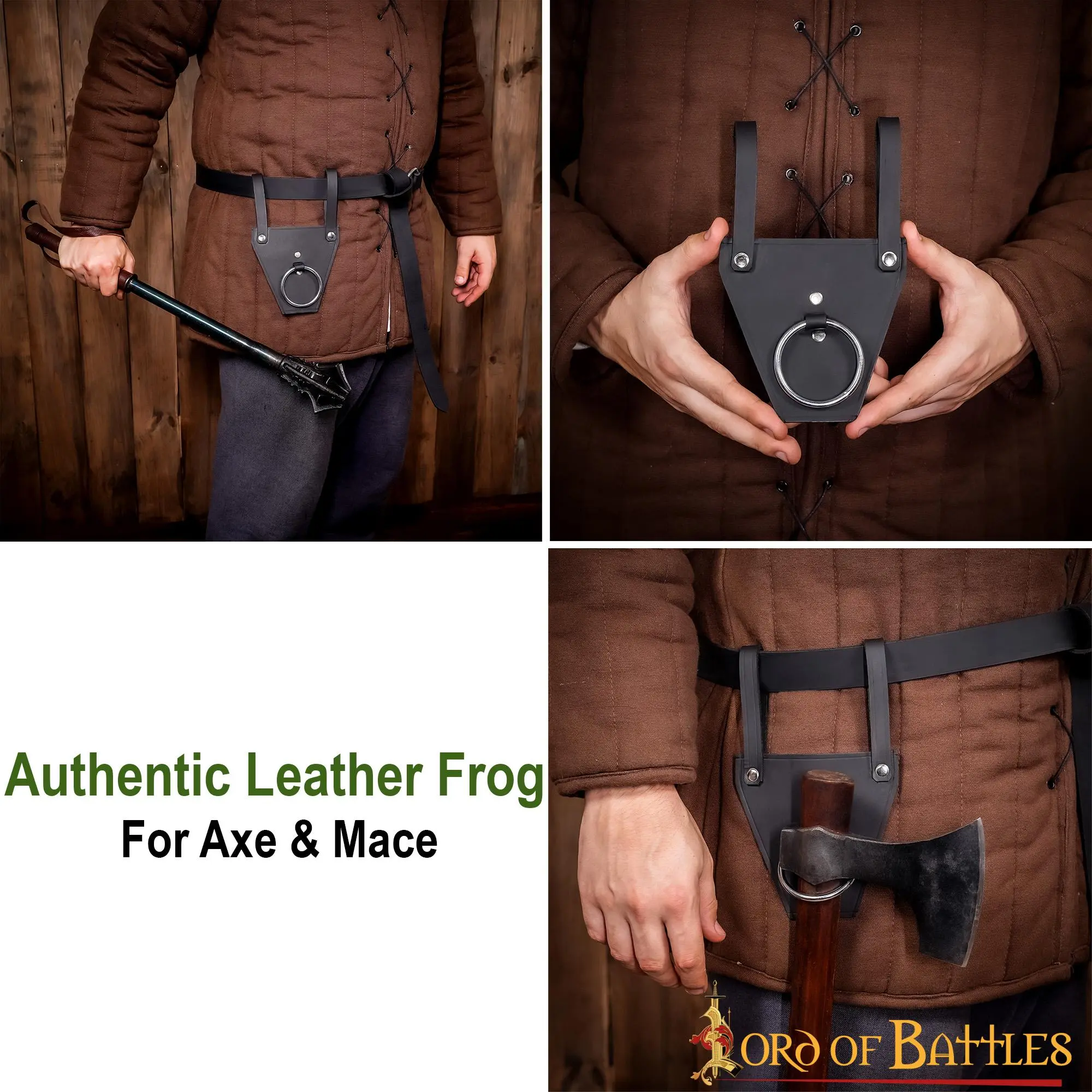 Black Genuine Leather Frog With Steel Ring - Image 5