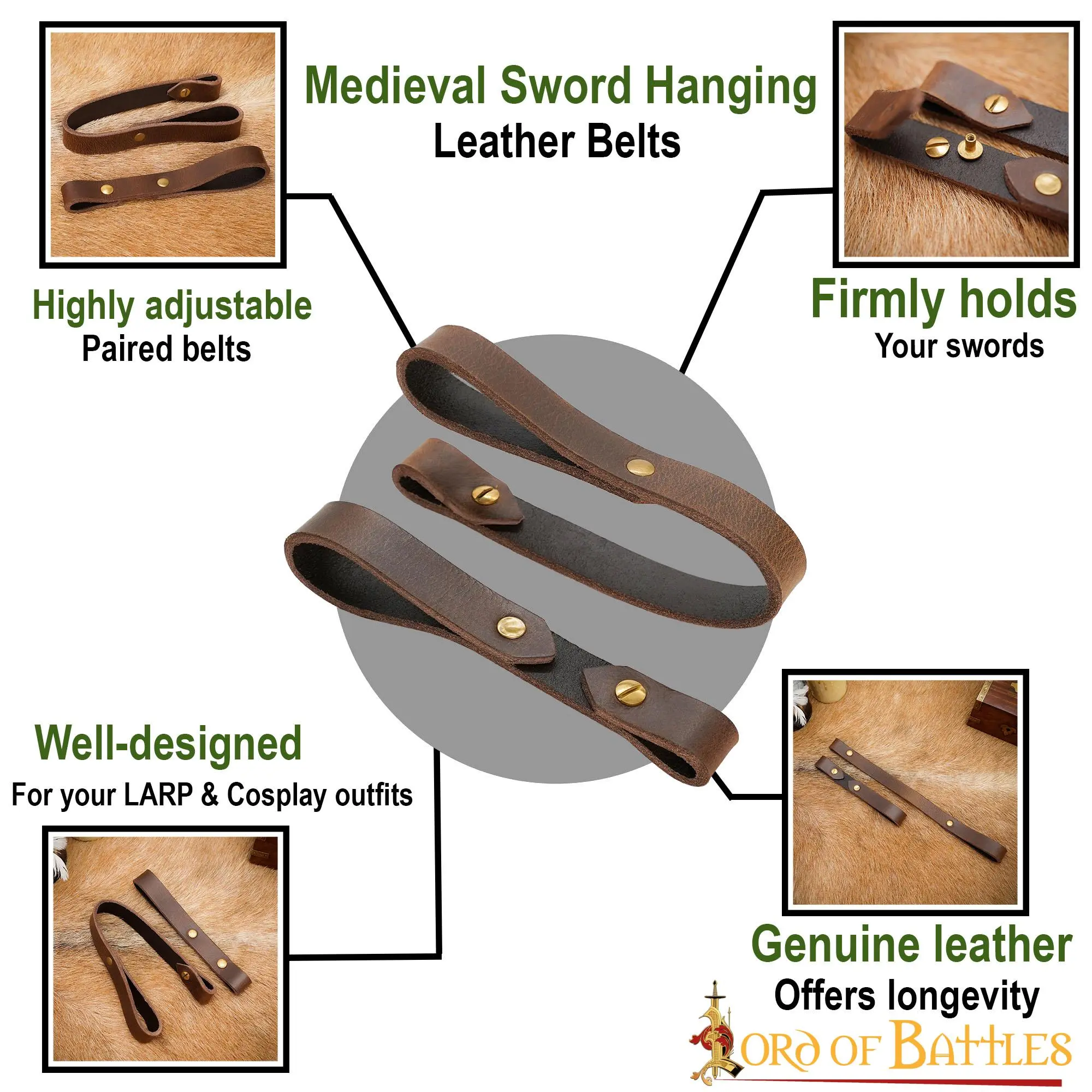 Medieval Sword Hanging Belts Handcrafted From Genuine Leather - Image 4