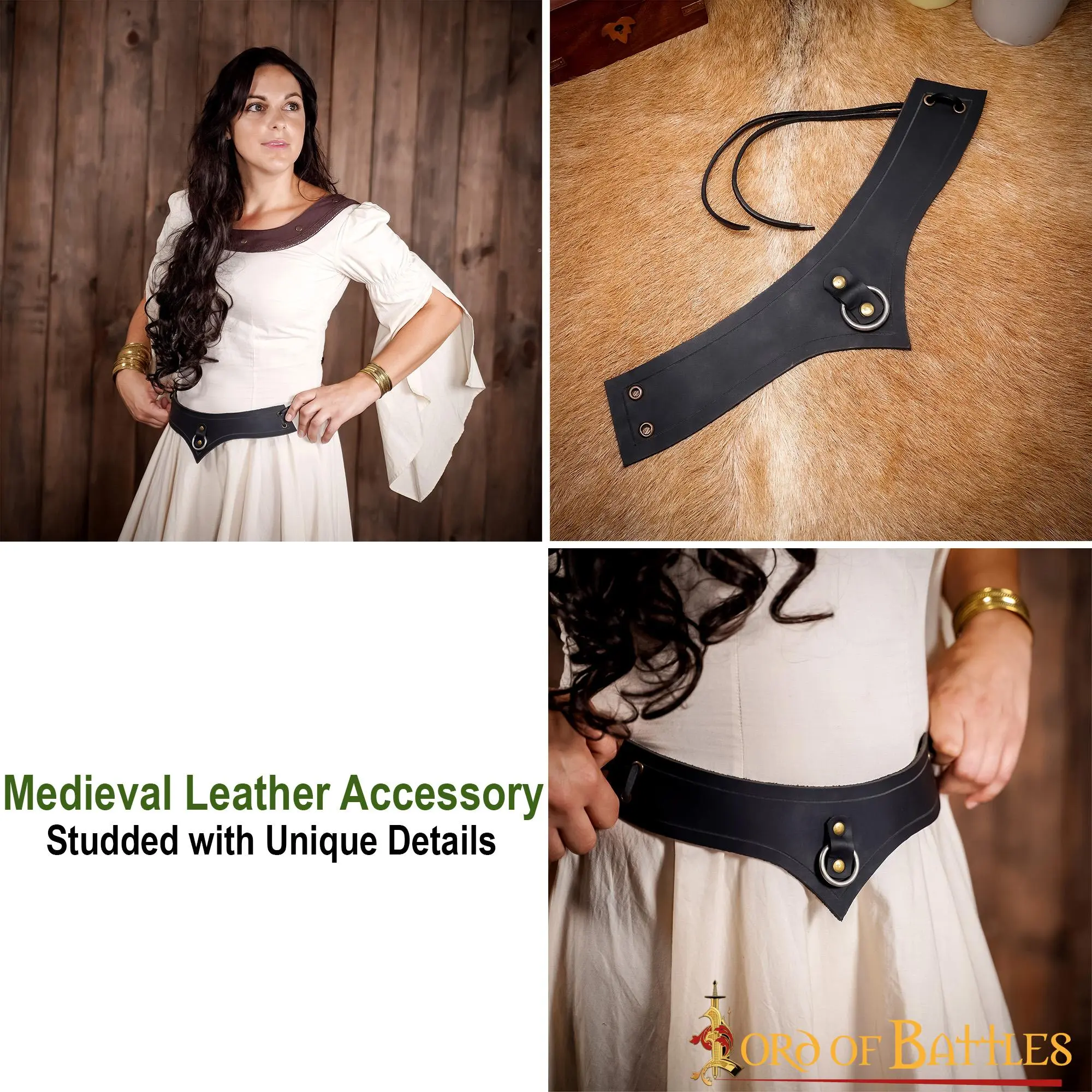 Medieval Genuine Leather Accessory With Steel Ring - Image 5