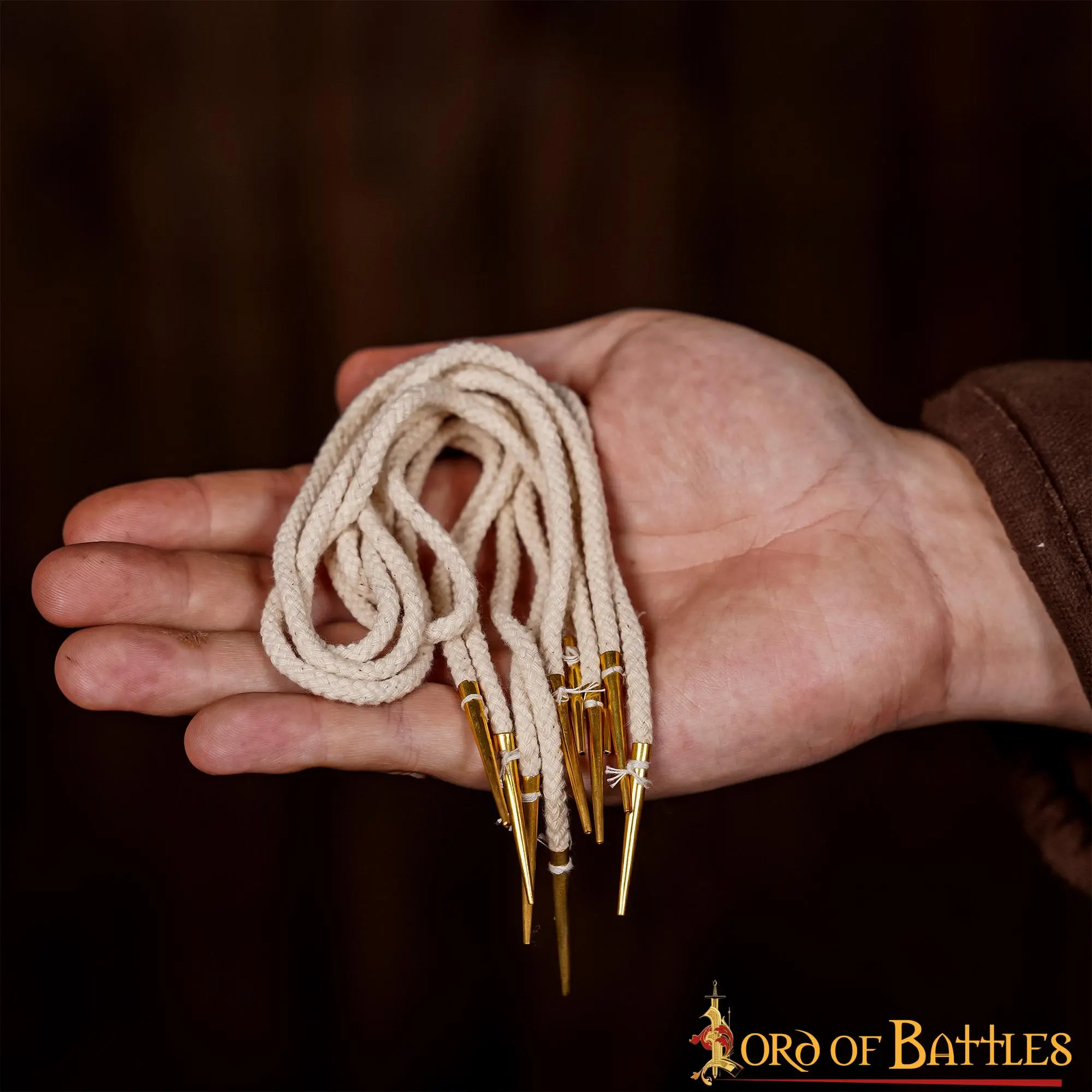 Pure Brass Aiglets With Ecru Cotton Strings - Image 6