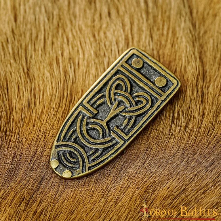 Ornate Celtic Antiqued Brass Viking Belt End Chape Functional Belt Accessory - Image 6
