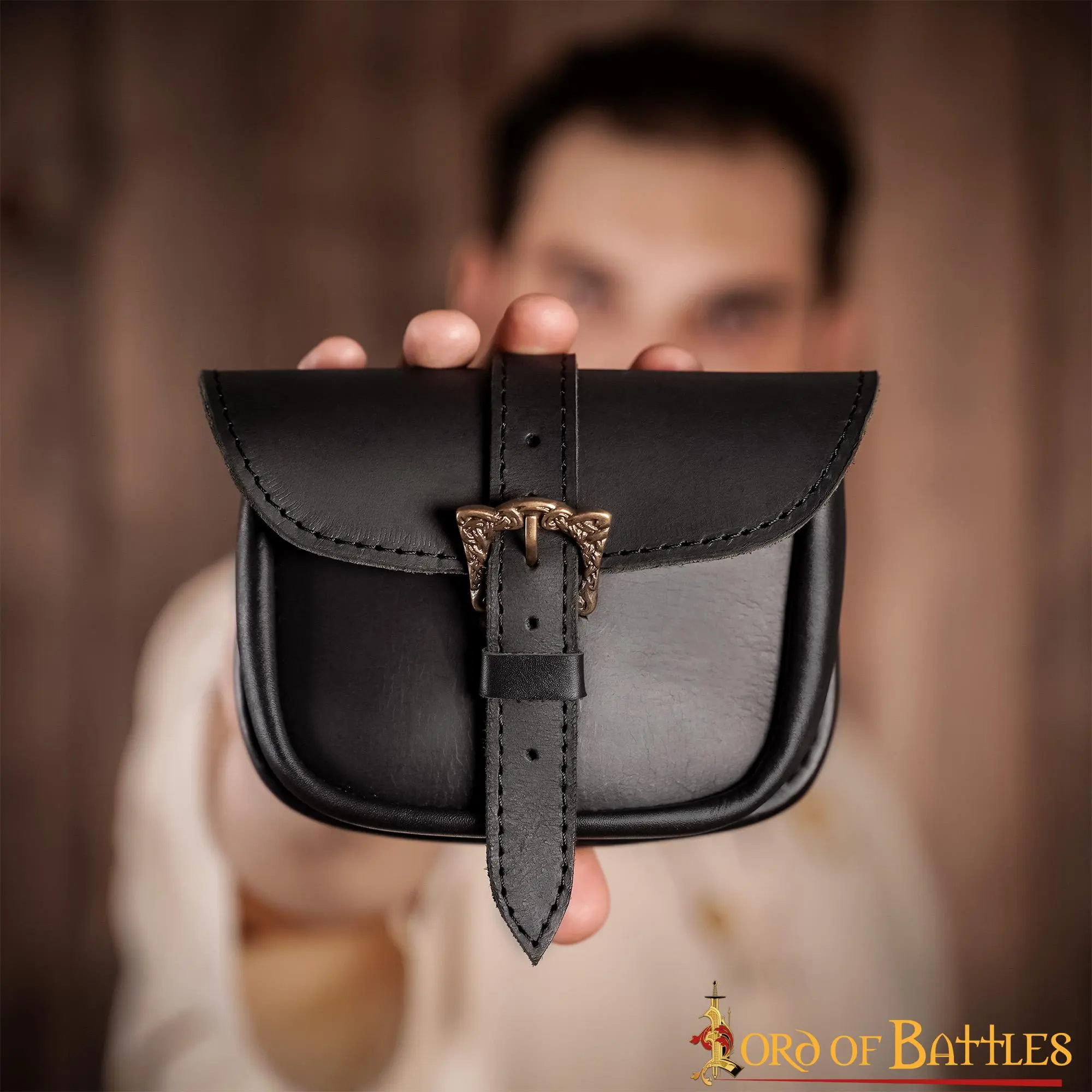 Handmade Leather Belt Bag With Antique Brass Celtic Buckle - Image 6