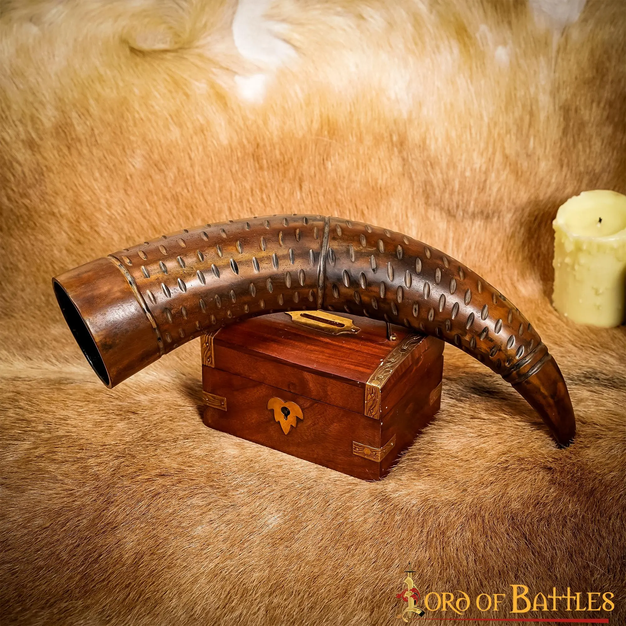 Medieval Viking Drinking Horn With Engraved Specs Handcrafted Genuine Ox Horn - Image 6