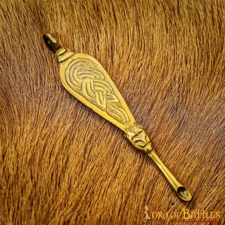 Ornate Viking Pure Solid Brass Ear Cleaner Fully Functional Accessory - Image 5