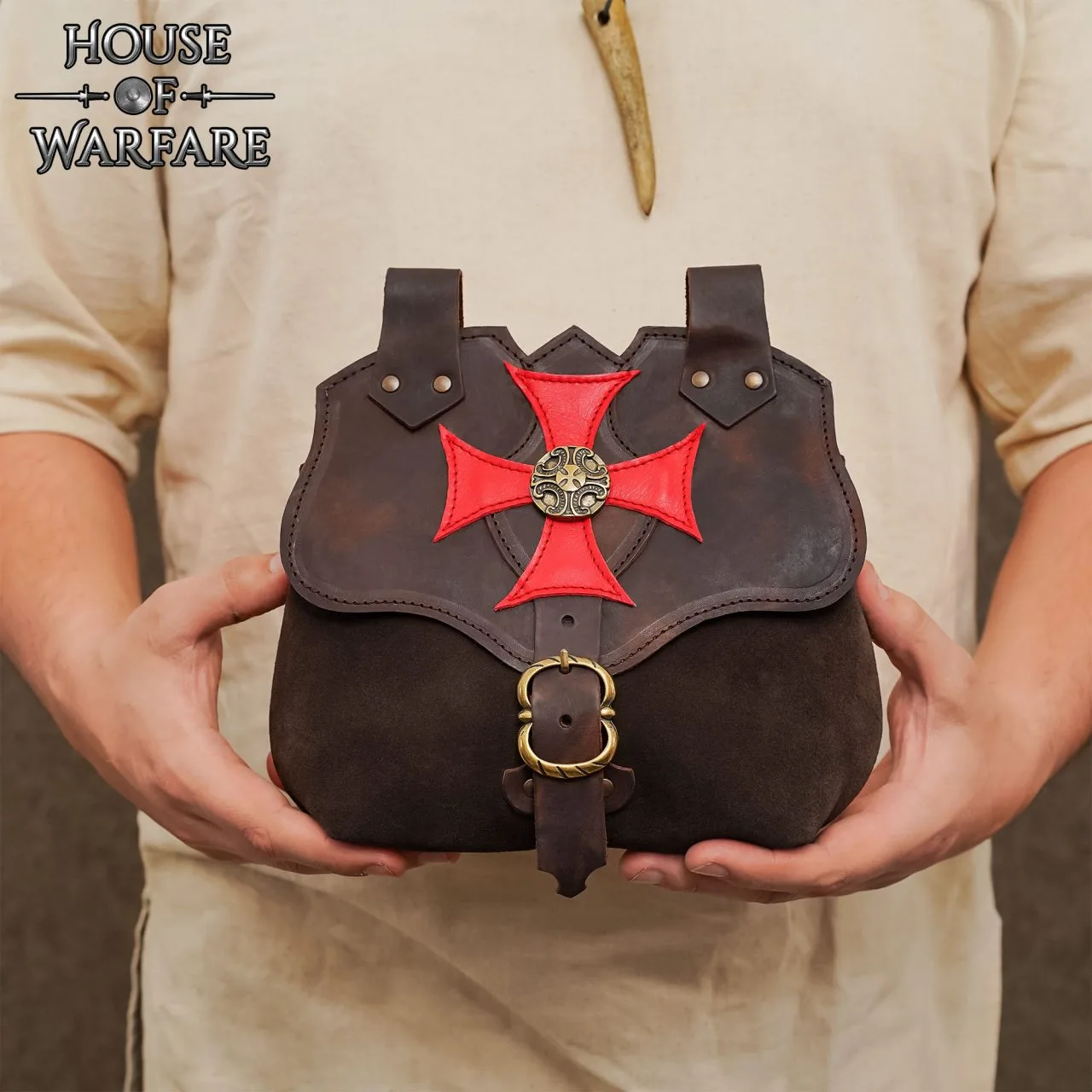Handcrafted Genuine Leather Crusader Belt Bag - Image 3