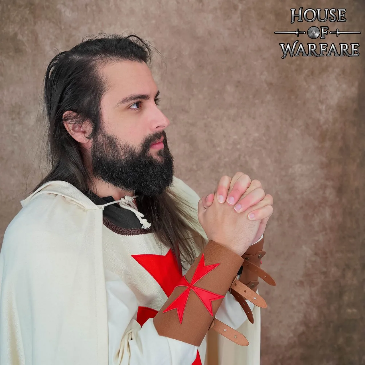 ‘The Templar Knight’ Fantasy Leather Bracers - Image 3