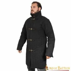 Medieval Front Opened Padded Gambeson (Type 10) Handmade From Canvas Cotton Black And Ecru