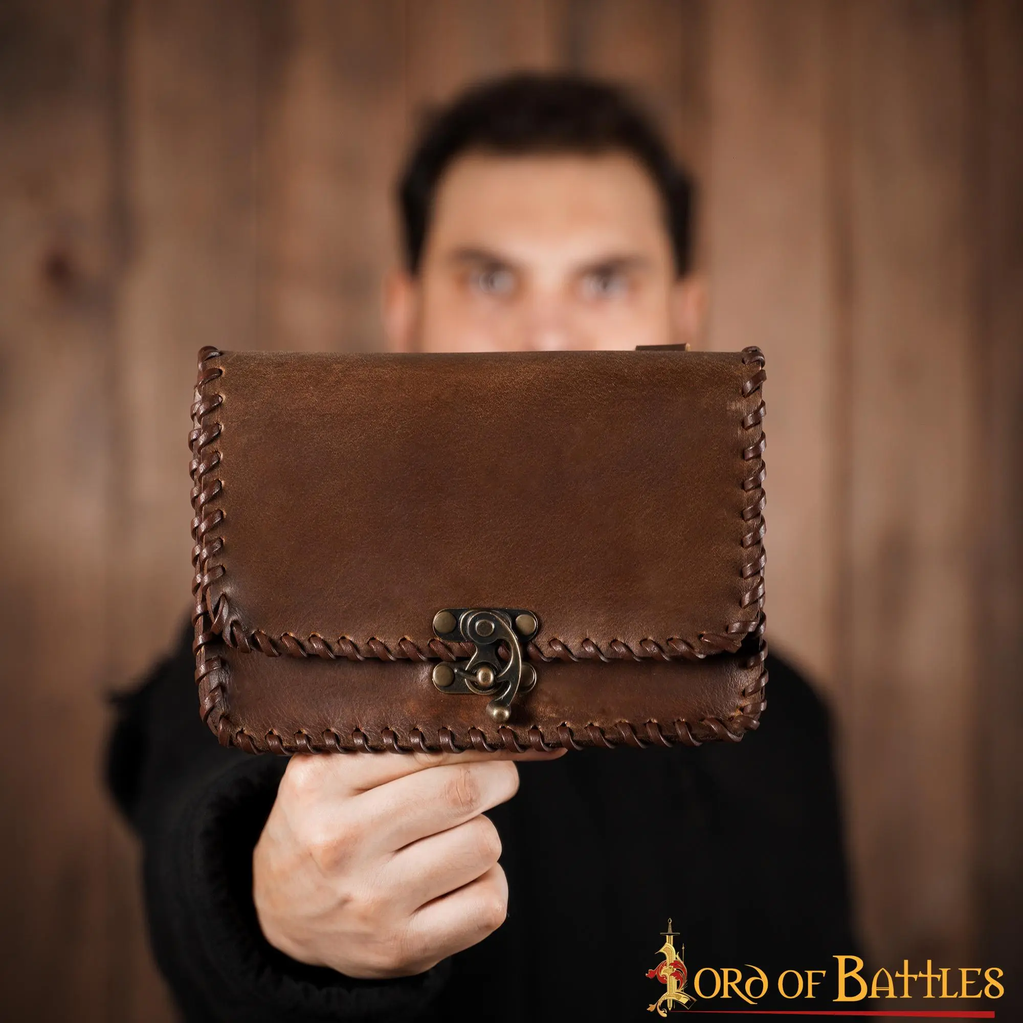 Medieval Quester Belt Bag With Antique Brass Lock - Image 6