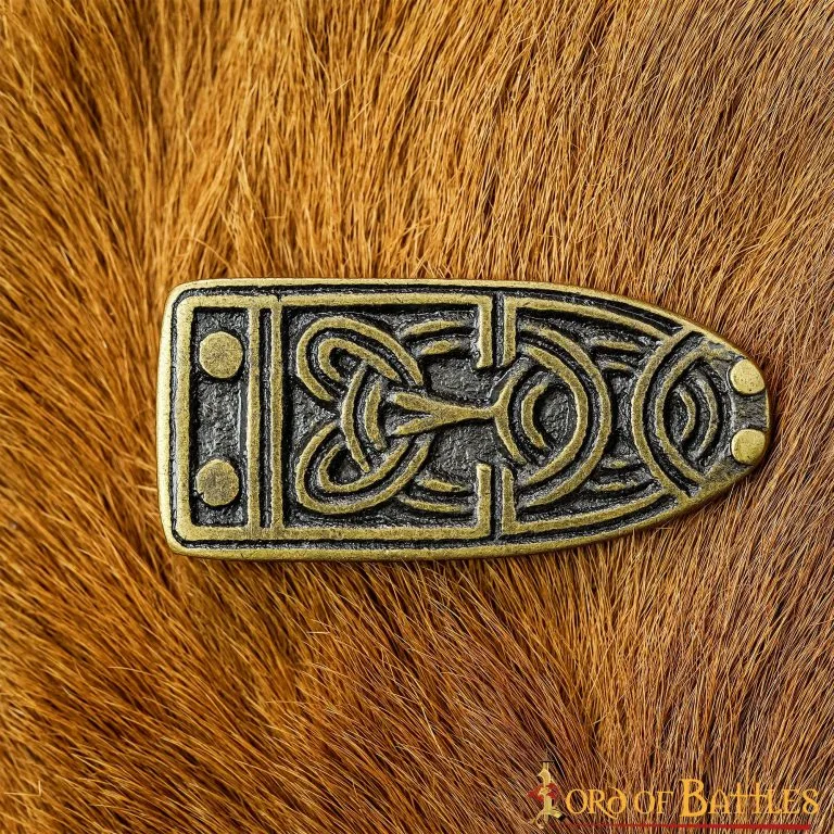 Ornate Celtic Antiqued Brass Viking Belt End Chape Functional Belt Accessory - Image 5