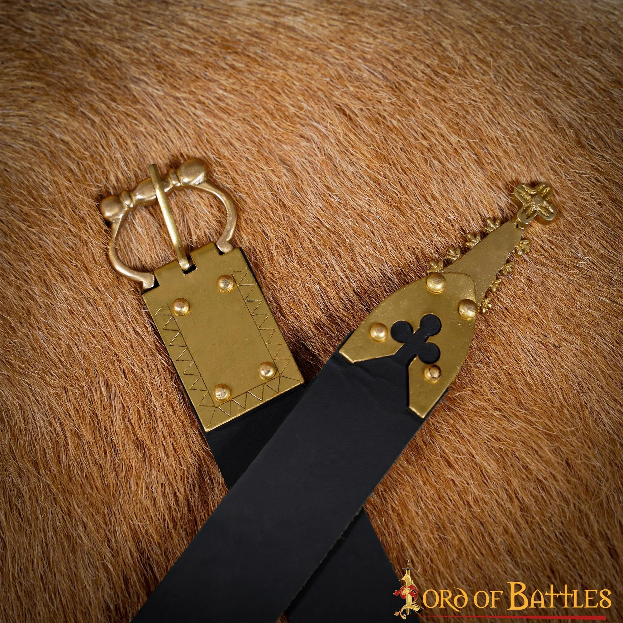 Medieval Leather Belt With Pure Brass Details - Image 6