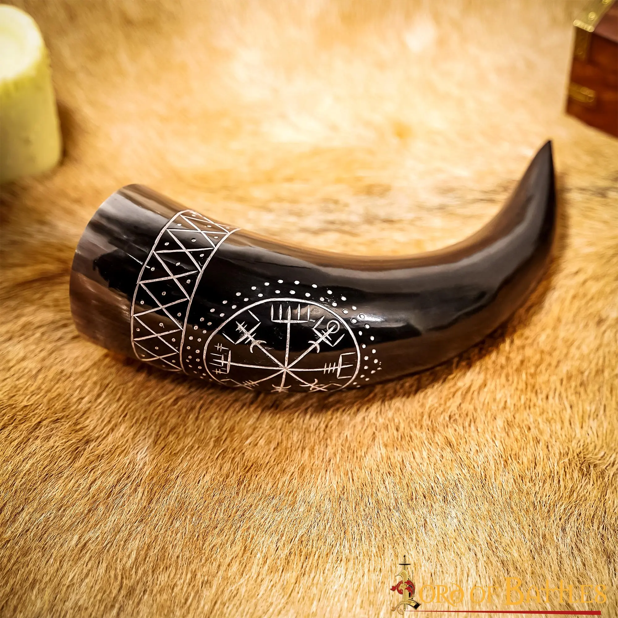 The Vegvisir Drinking Horn Engraved And Handcrafted From Genuine Ox Horn - Image 6