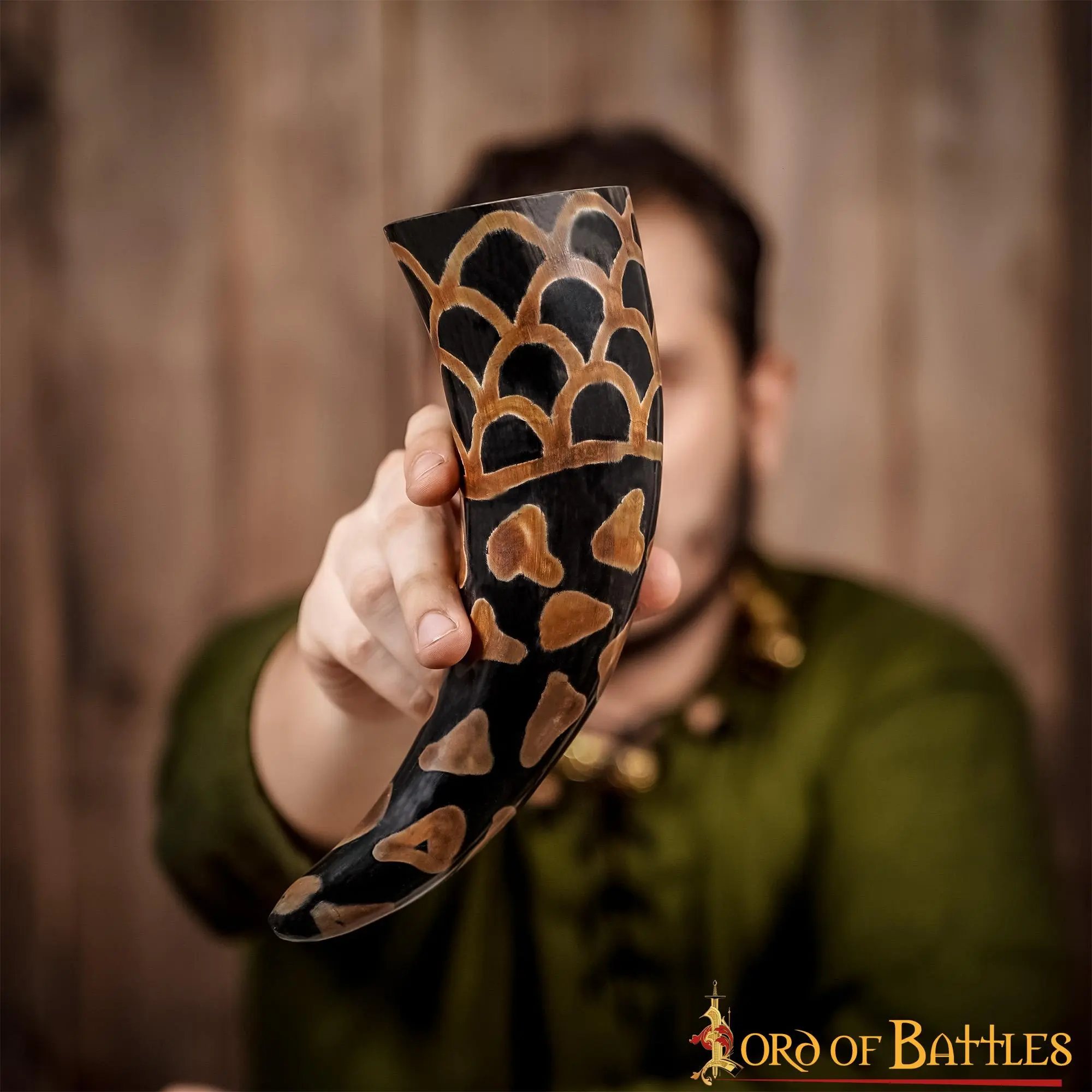 Medieval Viking Drinking Horn With Burnt Design Handcrafted Genuine Ox Horn - Image 6
