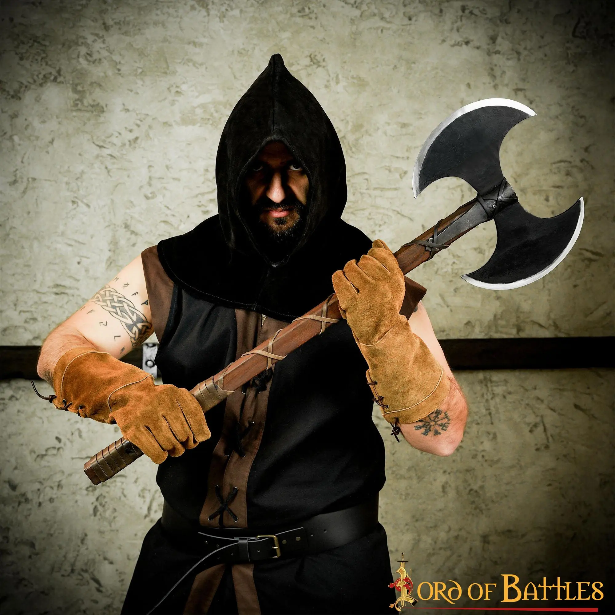 Executioner Suede Leather Hood With Collar - Image 6