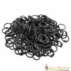 Loose Steel Rings Round With Dome Rivets DIY Chainmail Armor, ID 9mm, Black