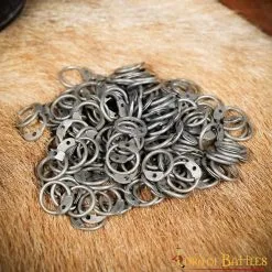 Loose Steel Rings Round With Dome Rivets DIY Chainmail Armor, ID 9mm, Natural