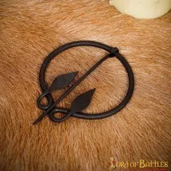 Medieval Cloak Brooch With Leaf Shaped Ends Hand Forged Iron Clothing Accessory