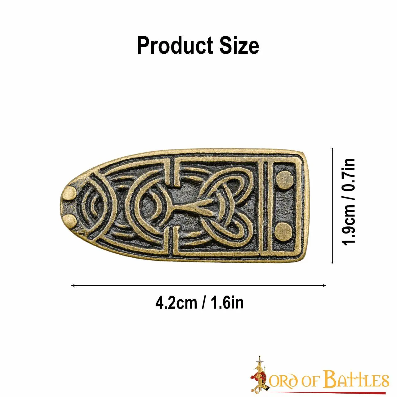 Ornate Celtic Antiqued Brass Viking Belt End Chape Functional Belt Accessory - Image 3