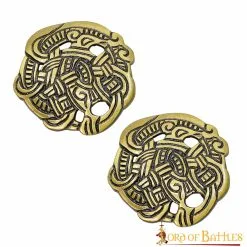 Viking Greiftier Antique Brass Brooch Set Of 2