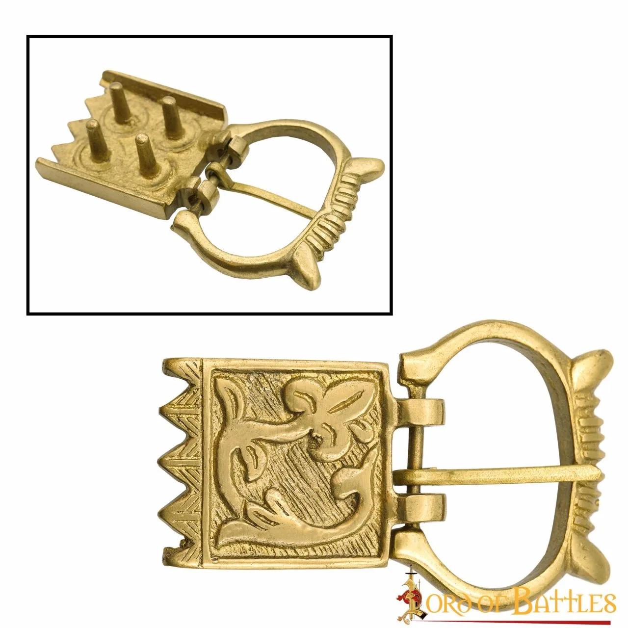 Late Medieval Floral Pure Solid Brass Buckle Belt Accessory