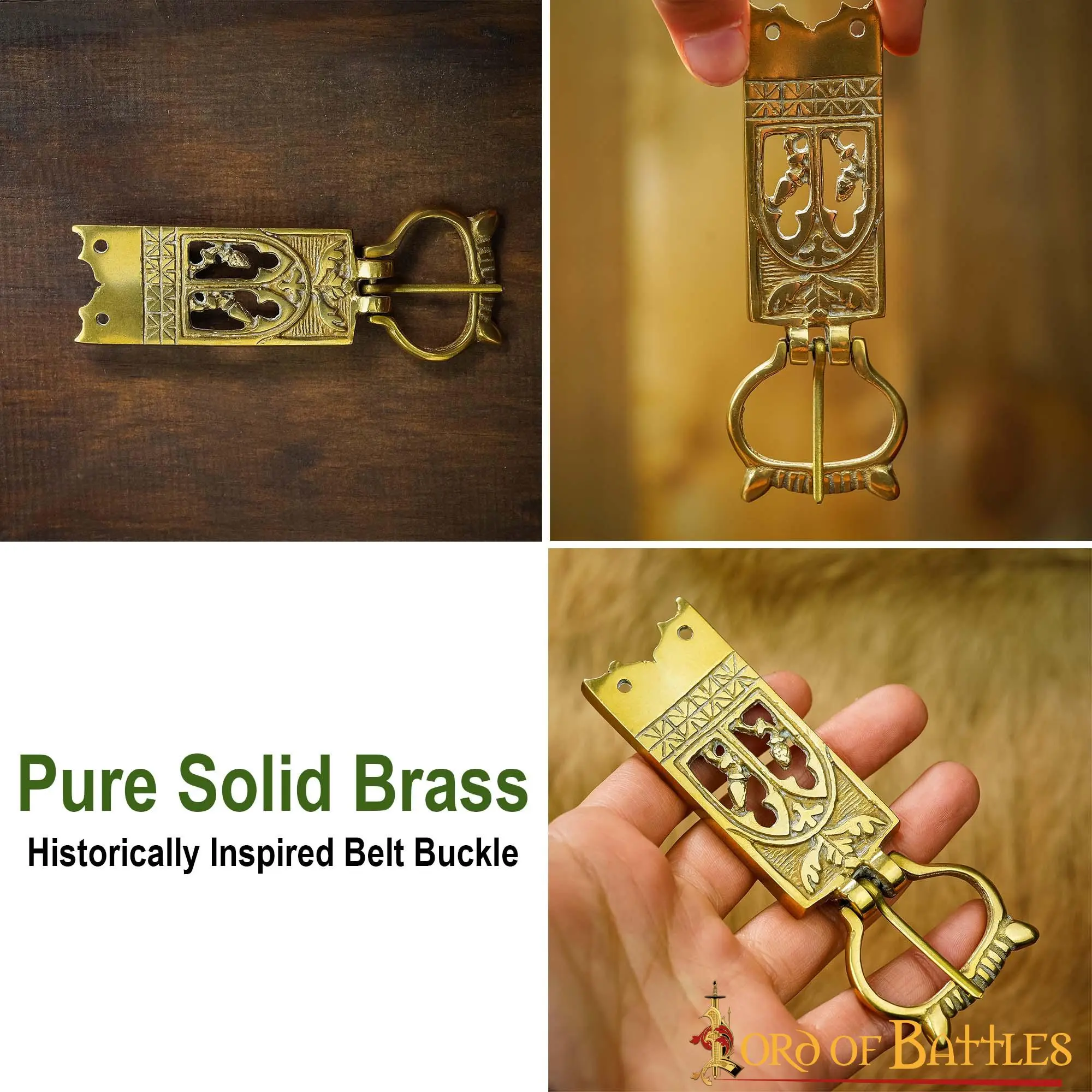 Late Medieval Pure Solid Brass Belt Buckle For Renaissance Medieval Costumes - Image 4