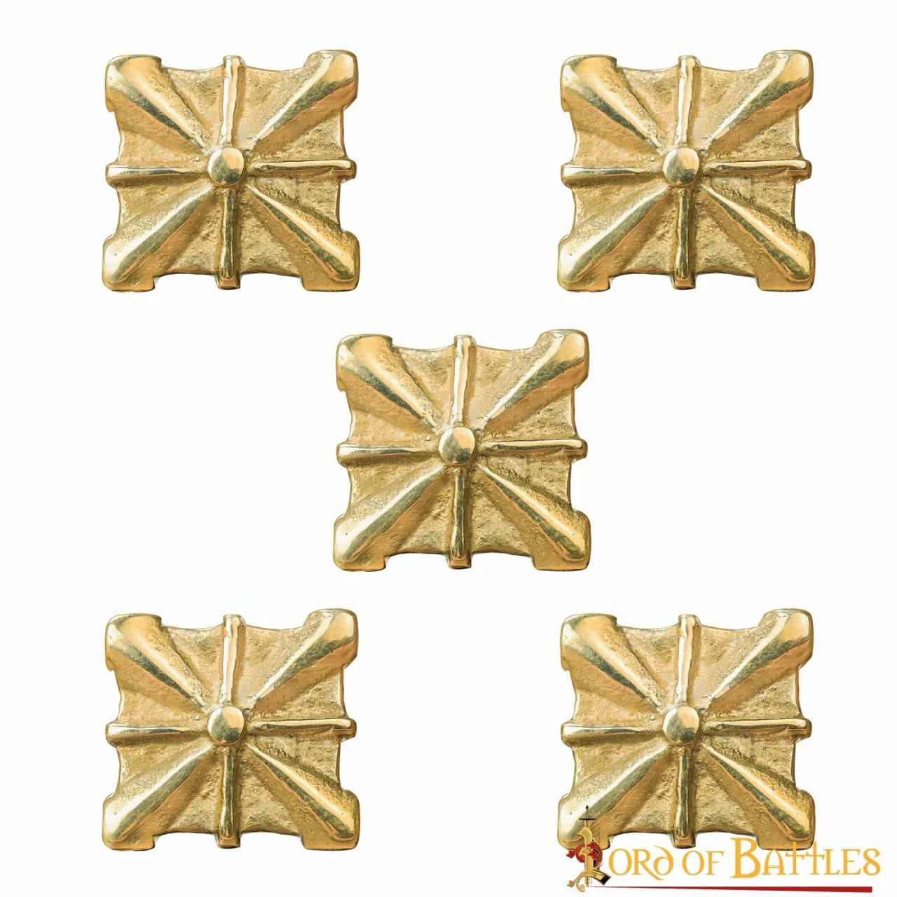 Medieval Pure Solid Brass Leather Mounts Functional Set Of 5