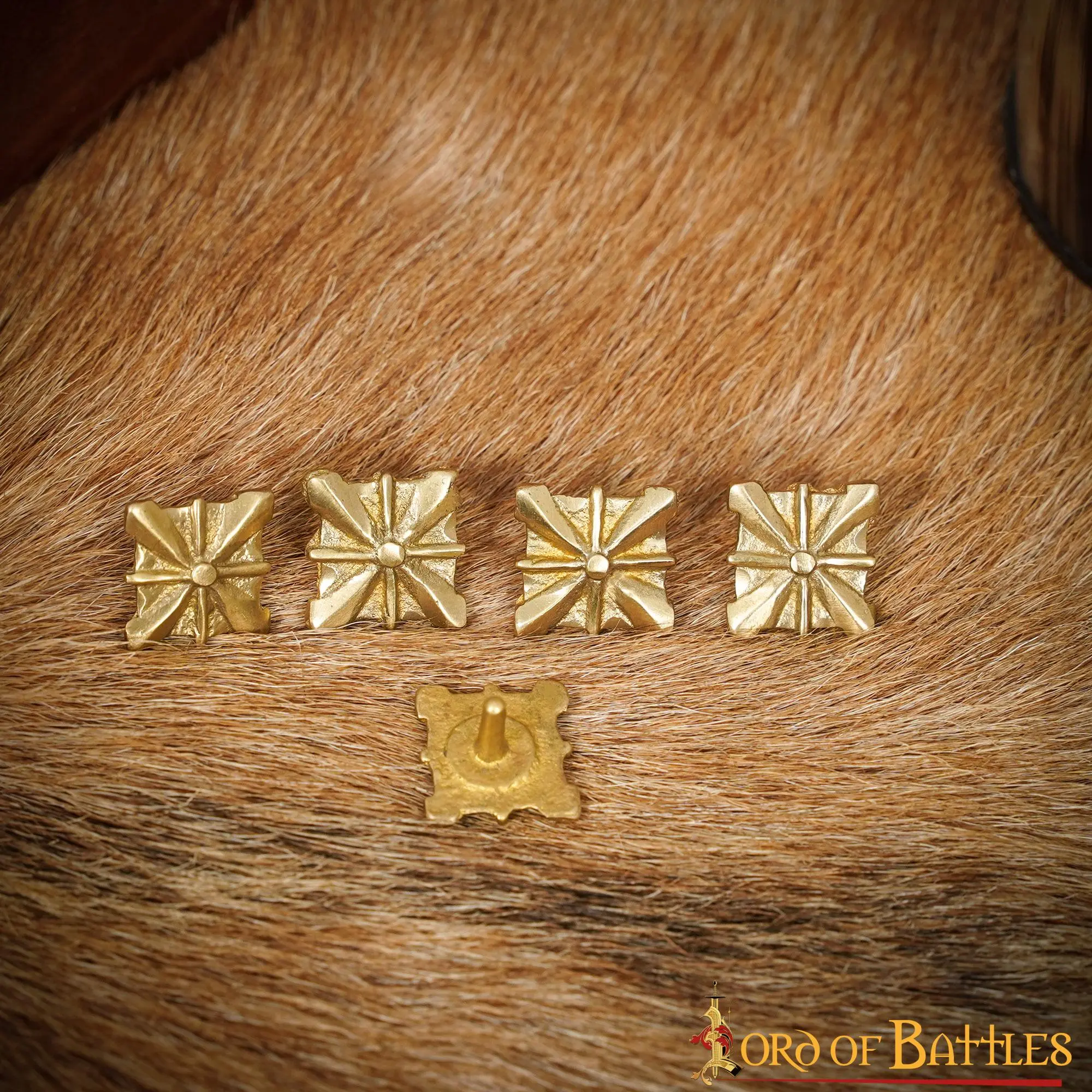 Medieval Pure Solid Brass Leather Mounts Functional Set Of 5 - Image 5