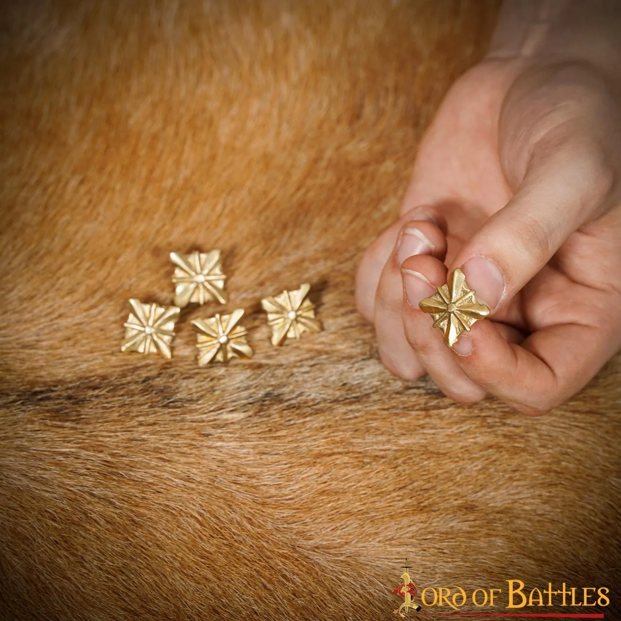 Medieval Pure Solid Brass Leather Mounts Functional Set Of 5 - Image 6