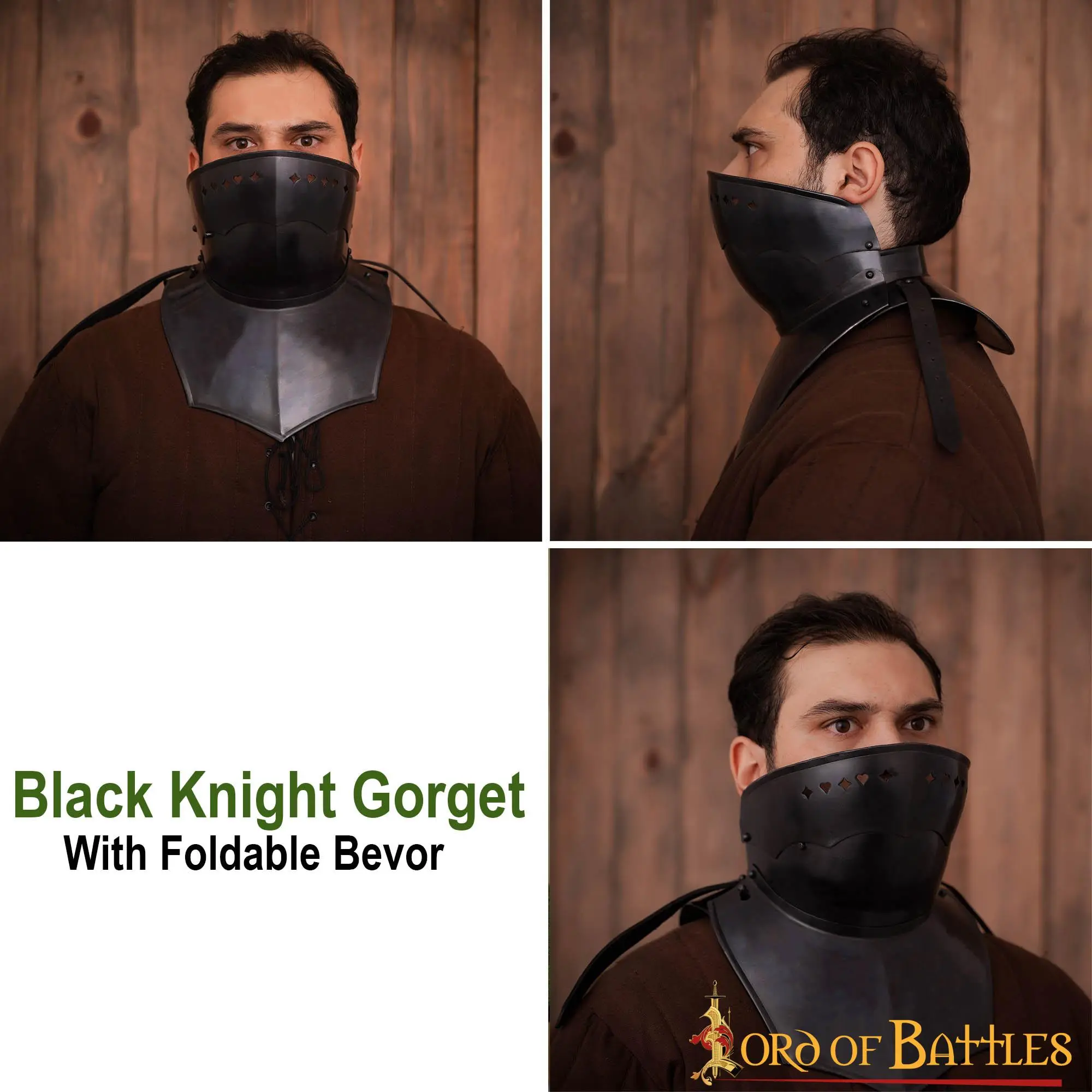 Black Knight Gorget With Foldable Bevor - Image 5