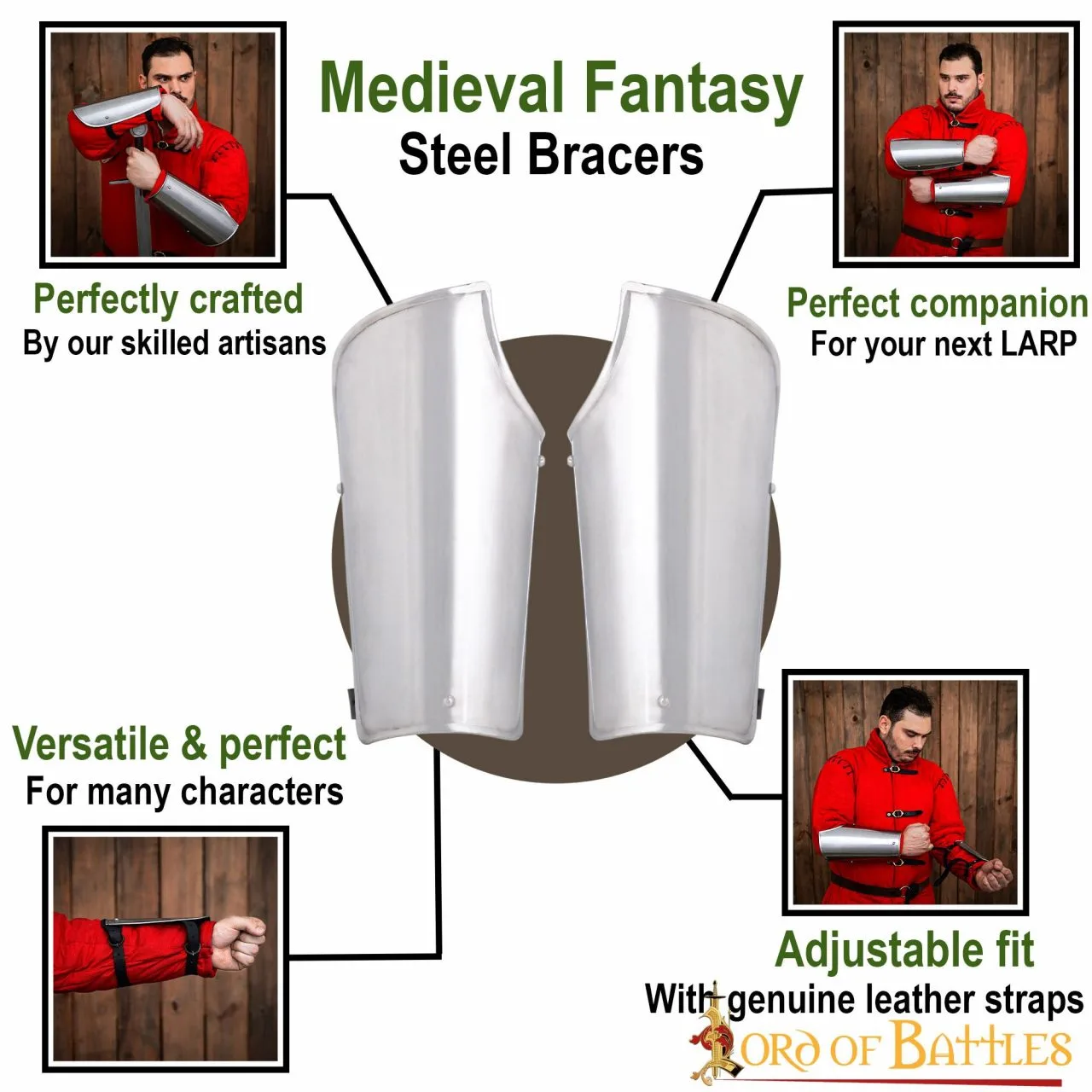 Medieval Knightly Bracers Functional Steel Arm Armor - Image 4