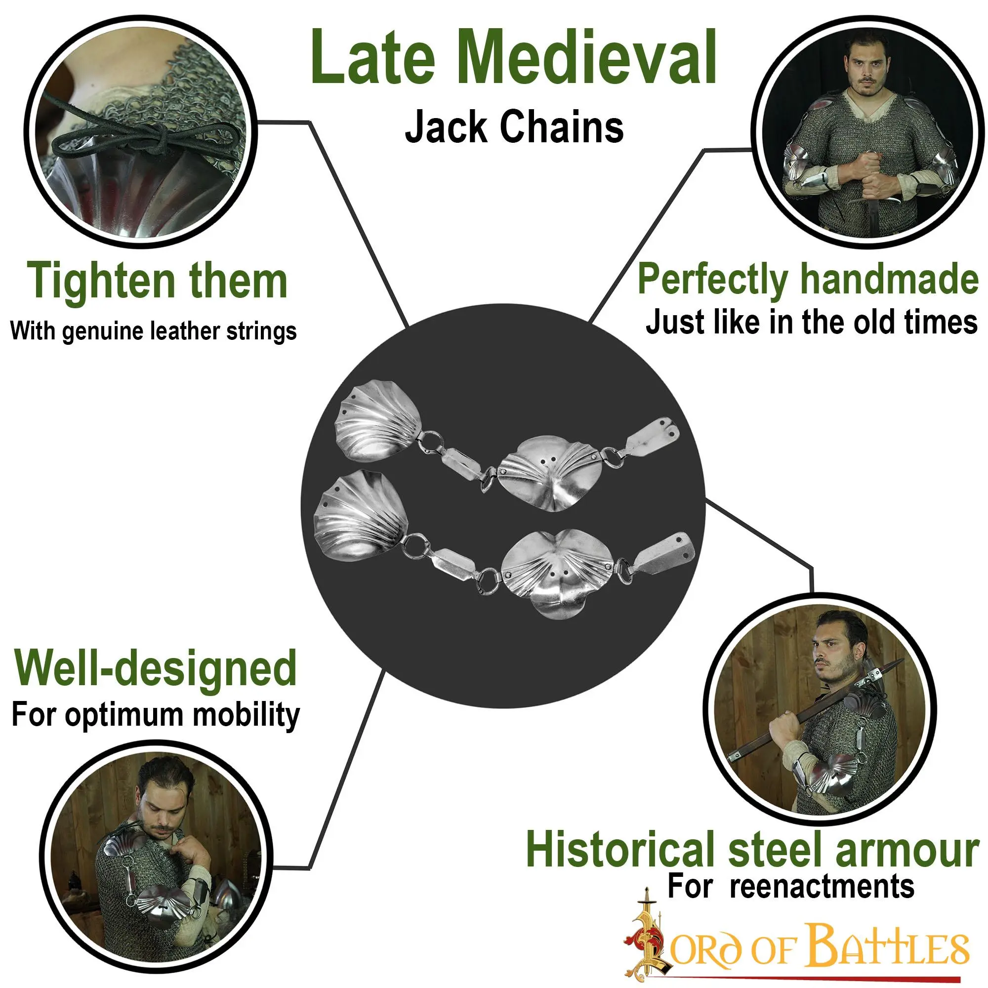 15th Century Medieval Jack Chains With Real Leather Cords 18 Gauge - Image 5