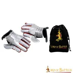 Medieval Fantasy Knight Gauntlets With Suede Leather Gloves 16 Gauge