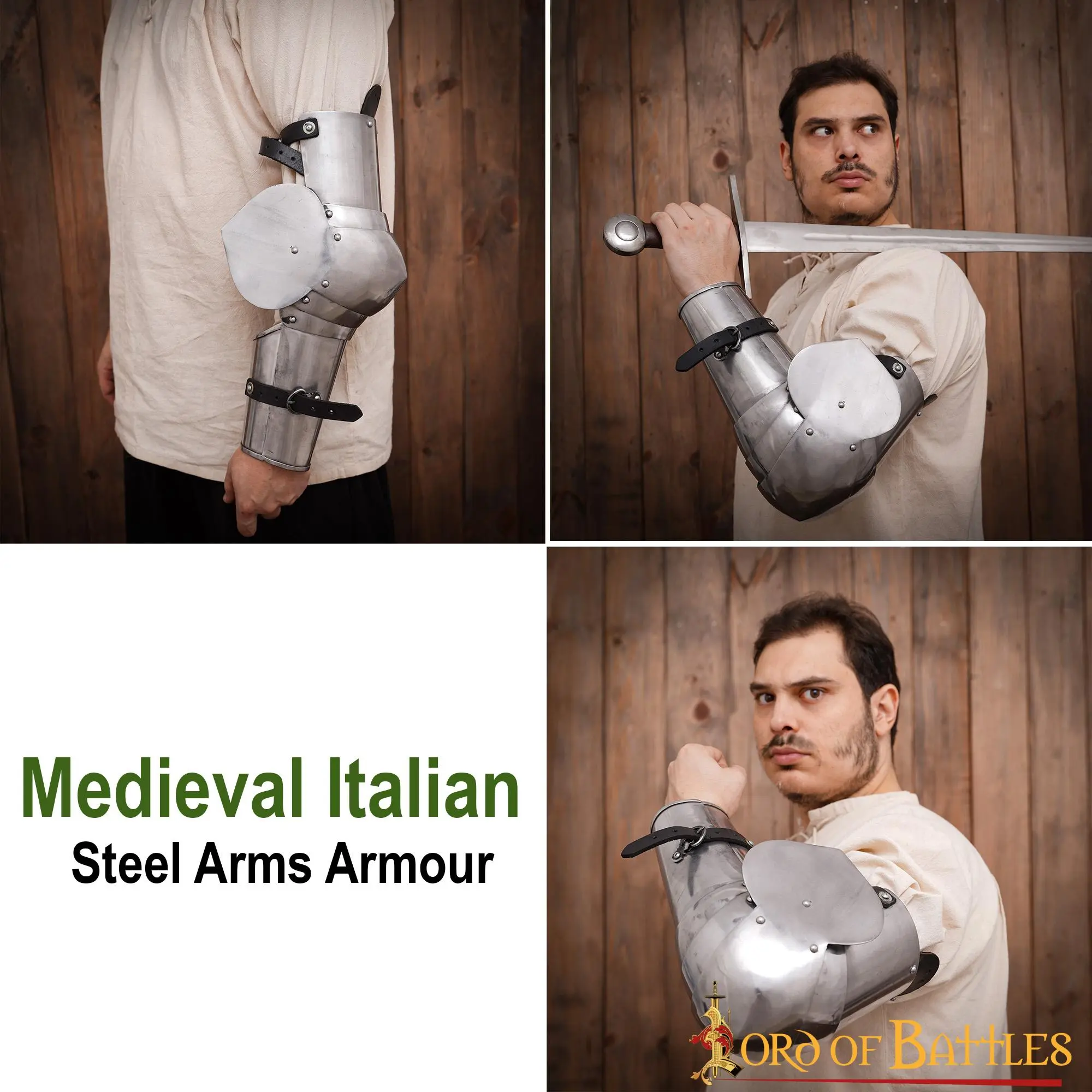 Medieval Italian Steel Arms Armor Fully Functional Vambraces 16 Gauge - Image 6