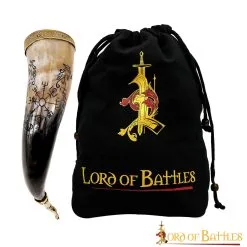 Viking Compass Horn With Jormungandr Handcrafted Genuine Ox Horn