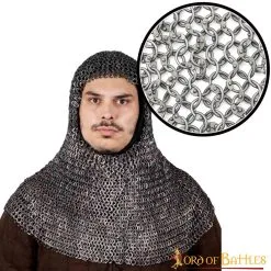 Round Ring Chainmail Classic Coif, Dome Riveted, ID 10 Mm, Mild Steel