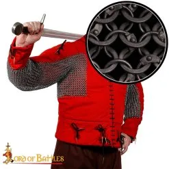 Flat Ring Chainmail Paired Full Sleeves, Riveted And Alternating, ID 9 Mm, Natural